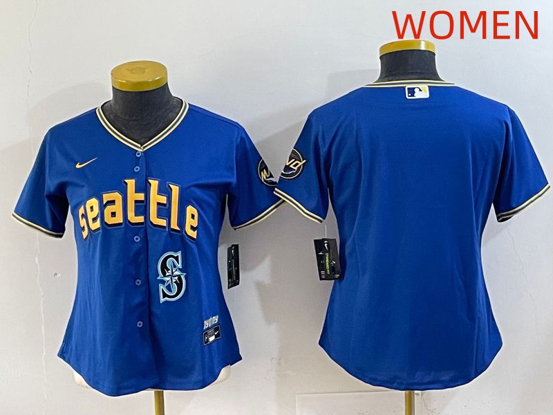 Women 2025 Seattle Mariners Blank Blue City Edition Nike MLB Jersey style 5